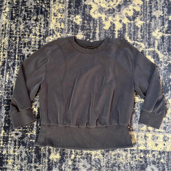 $98 Lululemon Softstreme Ribbed Hem Pullover Sweatshirt Black Size 10 - Picture 1 of 10